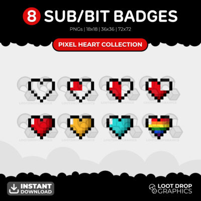 Pixelated Heart Subscriber Badges