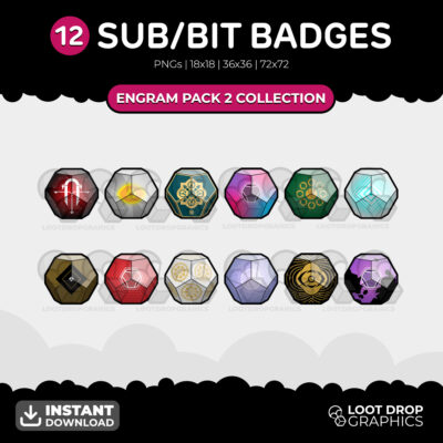 Destiny engram sub/bit badges for Twitch, YouTube and Discord
