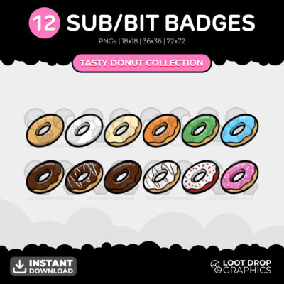Donut subscriber and bit badges for Twitch