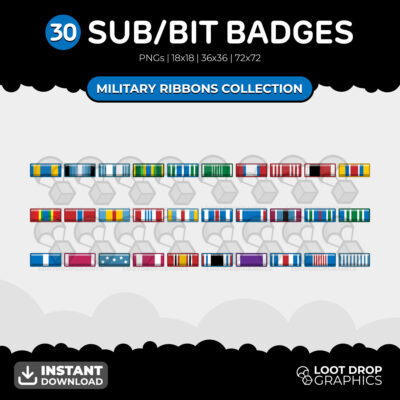 Military Ribbon Twitch sub/bit badges for Twitch, YouTube and Discord