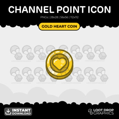 Gold Heart Coin Channel Point Icon for Twitch, YouTube and Discord
