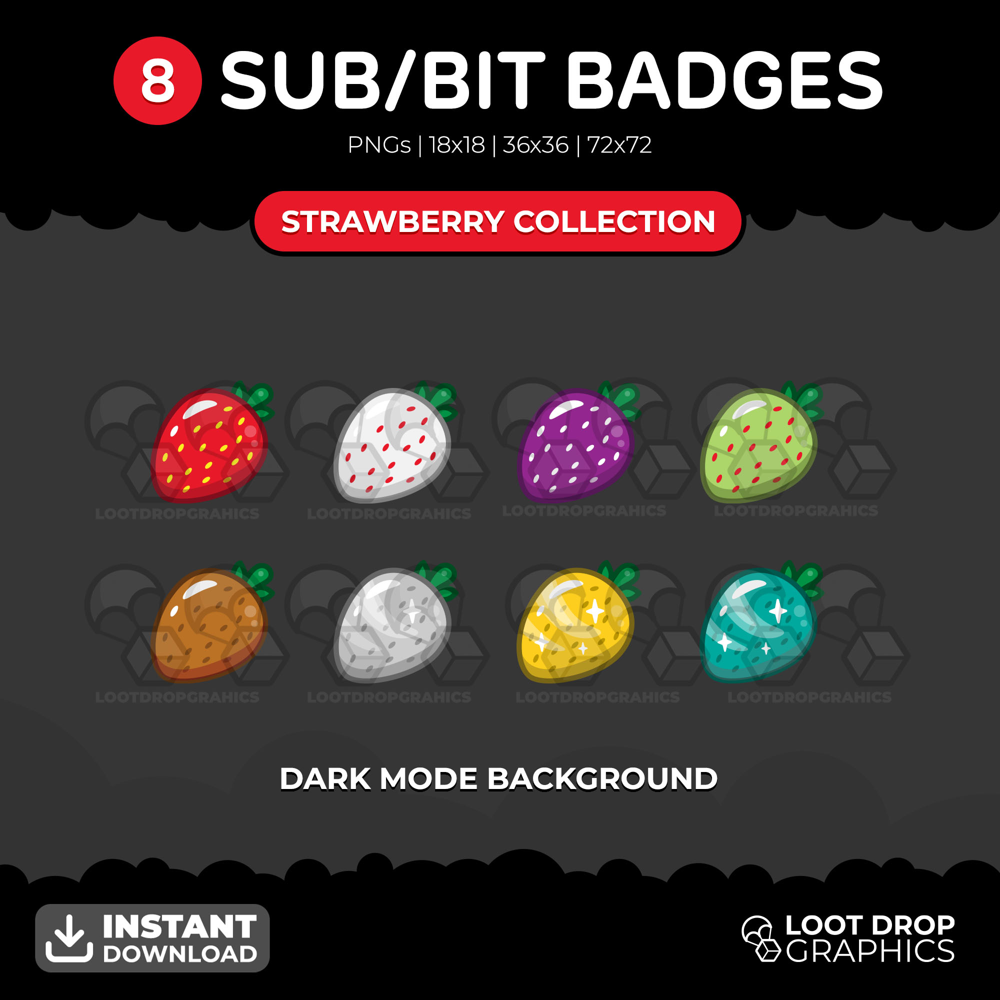 Strawberry Sub/Bit Badges - Image 2