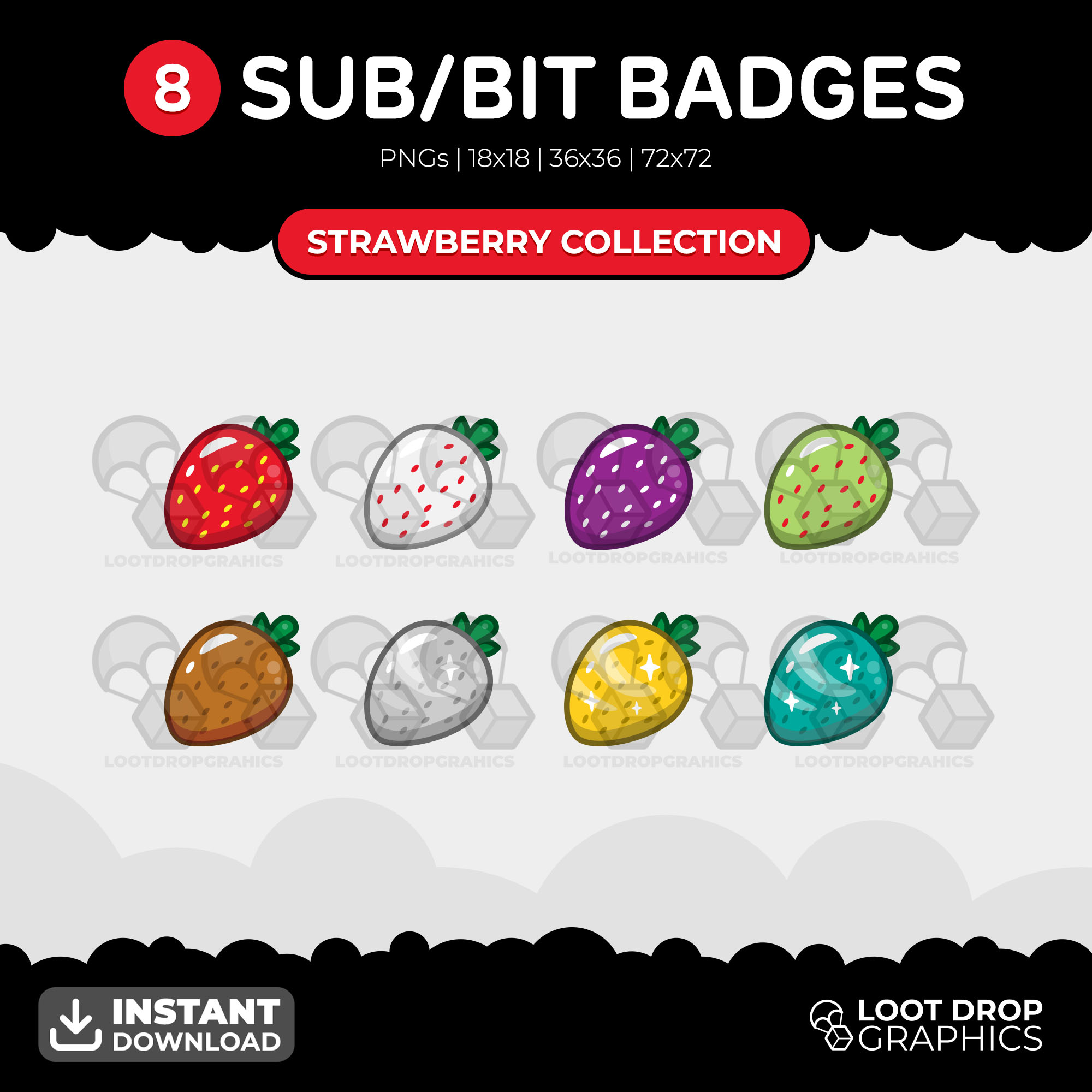 Strawberry Sub / Bit Badges for all channels and content creators