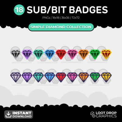 Simple Diamond Bit/Sub Badges for Twitch, YouTube and Discord