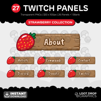 Strawberry Twitch Panels for farmers and simulator streamers