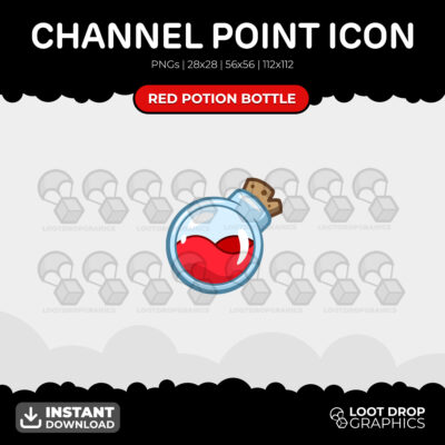 Red Potion Bottle Twitch Channel Points Icon for use on Twitch, YouTube and Discord