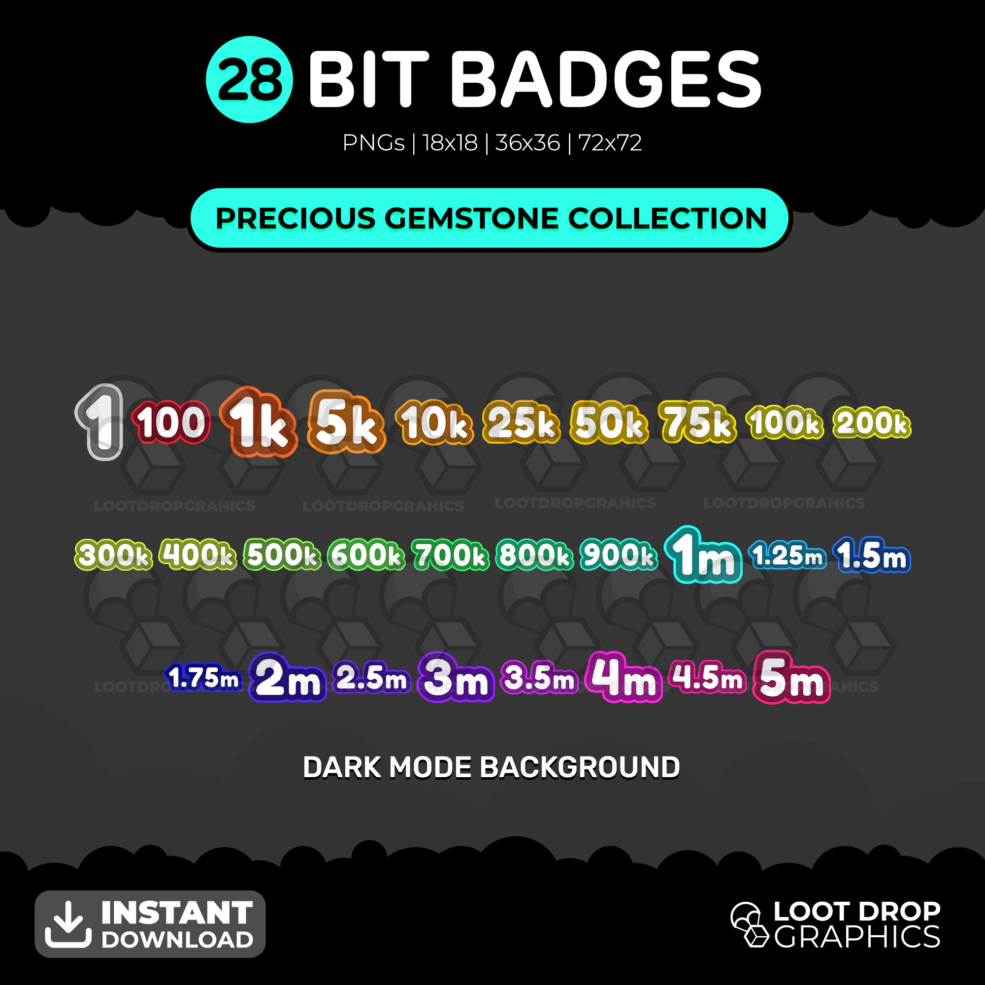 Rainbow Twitch Bit Value sub/bit badges for content creators and streamers