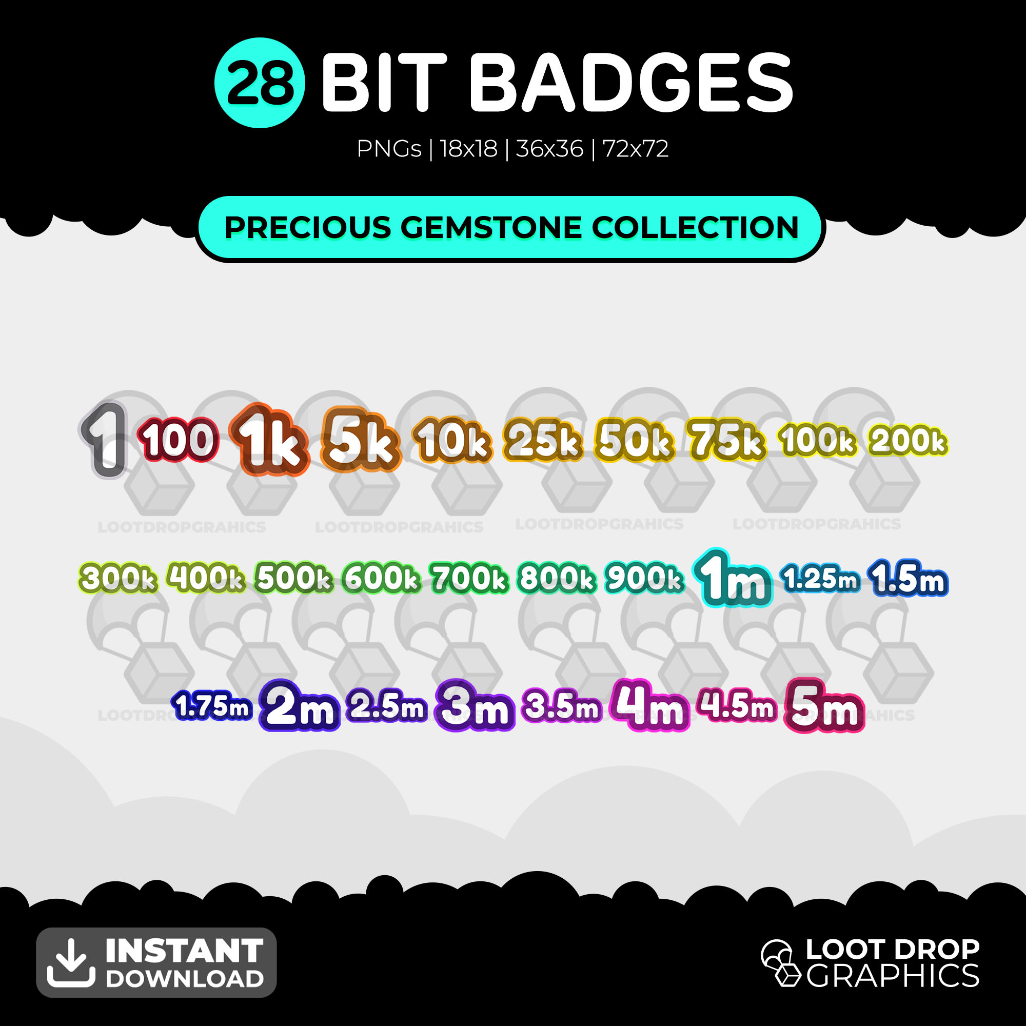 Rainbow Twitch Bit Value sub/bit badges for content creators and streamers