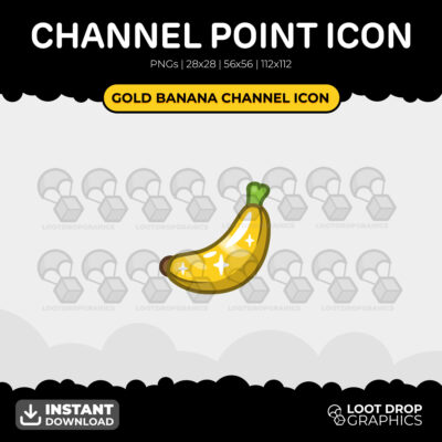Golden Banana Twitch channel point icon for use on Twitch, YouTube and Discord
