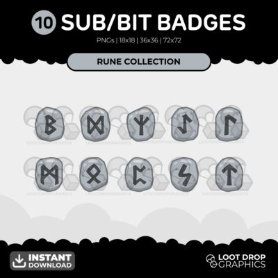 Magical Runes Twitch sub badges for streamers and content creators by Loot Drop Graphics